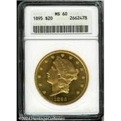 1895 $20 MS60 ANACS. A sharply struck Double Eagle 1895 $20 MS60 ANACS.