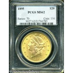 1895 $20 MS62 PCGS. A suitably struck and shimmeri 1895 $20 MS62 PCGS.
