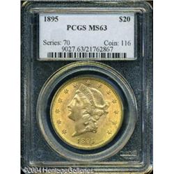 1895 $20 MS63 PCGS. A suitably struck and carefull 1895 $20 MS63 PCGS.