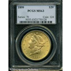 1899 $20 MS63 PCGS. A meticulously struck Double E 1899 $20 MS63 PCGS.