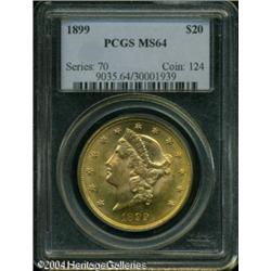 1899 $20 MS64 PCGS. A carefully preserved and well 1899 $20 MS64 PCGS.