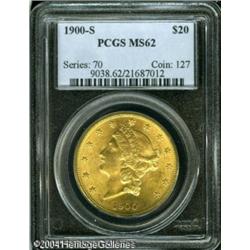 1900-S $20 MS62 PCGS. A bright and lustrous Libert 1900-S $20 MS62 PCGS.