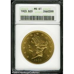 1903 $20 MS61 ANACS. Appearing finer than the stat 1903 $20 MS61 ANACS.