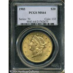 1903 $20 MS64 PCGS. A high end near-Gem, the rever 1903 $20 MS64 PCGS.