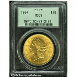 1904 $20 MS63 PCGS. The major devices and the star 1904 $20 MS63 PCGS.