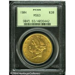 1904 $20 MS63 PCGS. Pleasing for the assigned grad 1904 $20 MS63 PCGS.