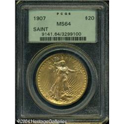 1907 $20 Arabic Numerals MS64 PCGS. A boldly struc 1907 $20 Arabic Numerals MS64 PCGS.
