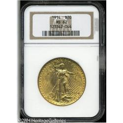 1914 $20 MS62 NGC. An exquisitely struck and shimm 1914 $20 MS62 NGC.