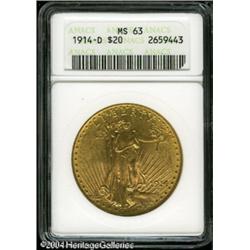 1914-D $20 MS63 ANACS. Bright mint bloom with shar 1914-D $20 MS63 ANACS.