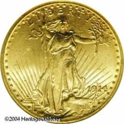 1914-D $20 MS65 NGC. A very pleasing Gem that has 1914-D $20 MS65 NGC.