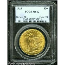 1915 $20 MS62 PCGS. Still scarce and desirable, th 1915 $20 MS62 PCGS.