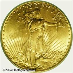 1916-S $20 MS65 PCGS. Boldly struck and highly lus 1916-S $20 MS65 PCGS.