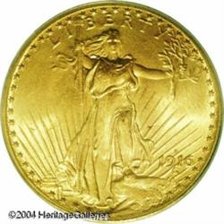 1916-S $20 MS65 PCGS. Well struck with rich yellow 1916-S $20 MS65 PCGS.