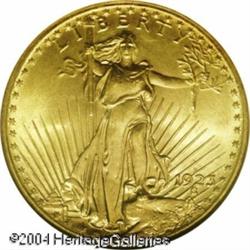 1923-D $20 MS66 NGC. Highly lustrous and well defi 1923-D $20 MS66 NGC.