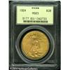1924 $20 MS63 PCGS. A satiny apricot-gold Double E 1924 $20 MS63 PCGS.