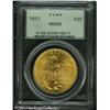 Image 1 : 1927 $20 MS63 PCGS. This lemon-gold Saint-Gaudens 1927 $20 MS63 PCGS.