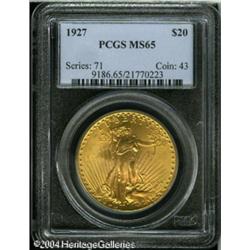 1927 $20 MS65 PCGS. A highly lustrous lemon-gold G 1927 $20 MS65 PCGS.