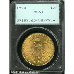 1928 $20 MS63 PCGS. A well struck and attractive l 1928 $20 MS63 PCGS.