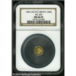 1854 50C Liberty Octagonal 50 Cents, BG-306, R.4, MS 1854 50C Liberty Octagonal 50 Cents, BG-306, R.