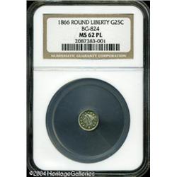 1866 25C Liberty Round 25 Cents, BG-824, High R.5, M 1866 25C Liberty Round 25 Cents, BG-824, High R