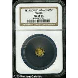 1875 25C Indian Round 25 Cents, BG-878, R.3, MS66 Pr 1875 25C Indian Round 25 Cents, BG-878, R.3, MS