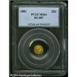 1881 25C Indian Round 25 Cents, BG-887, R.3, MS64 PC 1881 25C Indian Round 25 Cents, BG-887, R.3, MS