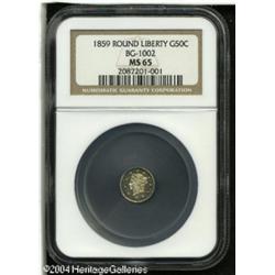 1859 50C Liberty Round 50 Cents, BG-1002, High R.4, 1859 50C Liberty Round 50 Cents, BG-1002, High R