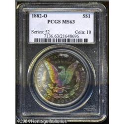 1882-O S$1 MS63 PCGS. Iridescent rose-violet, gold 1882-O S$1 MS63 PCGS.