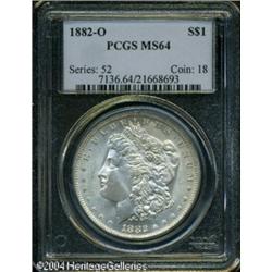 1882-O S$1 MS64 PCGS. Positively fully struck and 1882-O S$1 MS64 PCGS.