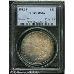 1882-S S$1 MS66 PCGS. Peach and lavender hues domi 1882-S S$1 MS66 PCGS.