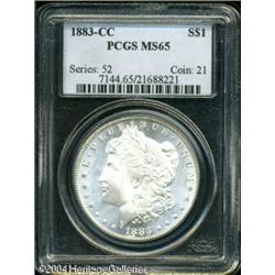 1883-CC S$1 MS65 PCGS. Bright and untoned with sat 1883-CC S$1 MS65 PCGS.