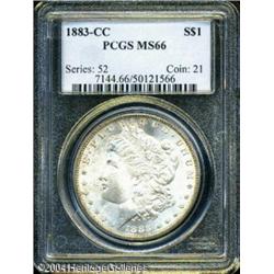 1883-CC S$1 MS66 PCGS. Pale gold and chestnut colo 1883-CC S$1 MS66 PCGS.