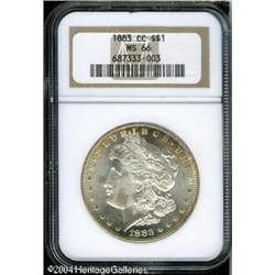 1883-CC S$1 MS66 NGC. Bright golden-brown colors a 1883-CC S$1 MS66 NGC.
