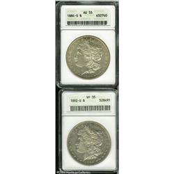 1884-S S$1 AU55 ANACS, conditionally scarce, a lig 1884-S S$1 AU55 ANACS,