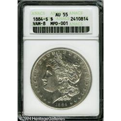 1884-S S$1 AU55 ANACS. MPD-001. VAM-8. Traces of t 1884-S S$1 AU55 ANACS.