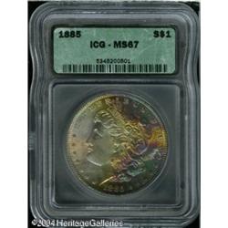 1885 S$1 MS67 ICG. Deep apple-green, lemon-gold, s 1885 S$1 MS67 ICG.