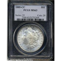 1885-CC S$1 MS63 PCGS. A boldly struck and lustrou 1885-CC S$1 MS63 PCGS.