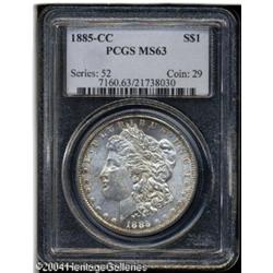 1885-CC S$1 MS63 PCGS. Tobacco-brown color enriche 1885-CC S$1 MS63 PCGS.