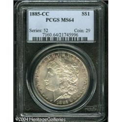 1885-CC S$1 MS64 PCGS. A few grade-limiting abrasi 1885-CC S$1 MS64 PCGS.