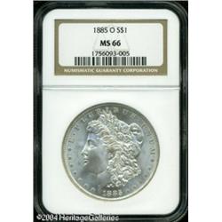 1885-O S$1 MS66 NGC. A lustrous premium Gem with a 1885-O S$1 MS66 NGC.