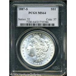 1887-S S$1 MS64 PCGS. Bright, virtually untoned su 1887-S S$1 MS64 PCGS.