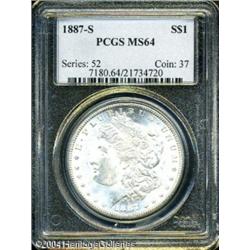 1887-S S$1 MS64 PCGS. Booming luster and a bold st 1887-S S$1 MS64 PCGS.
