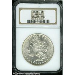 1888 S$1 MS66 NGC. Brilliant white with gleaming l 1888 S$1 MS66 NGC.