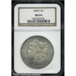 1888-S S$1 MS64 NGC. Dappled violet, aqua, and oli 1888-S S$1 MS64 NGC.
