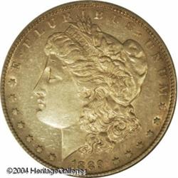 1889-CC S$1 AU50 ANACS. Chestnut and pearl-gray co 1889-CC S$1 AU50 ANACS.