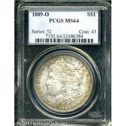 1889-O S$1 MS64 PCGS. Typically soft over the cent 1889-O S$1 MS64 PCGS.