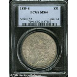 1889-S S$1 MS64 PCGS. Dappled subtle rose and apri 1889-S S$1 MS64 PCGS.