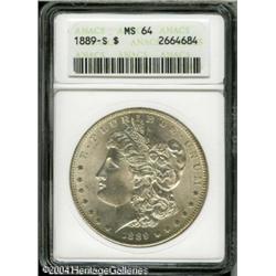 1889-S S$1 MS64 ANACS. Only a hint of gold color i 1889-S S$1 MS64 ANACS.