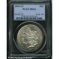 1890-CC S$1 MS62 PCGS. A fully struck and lightly 1890-CC S$1 MS62 PCGS.