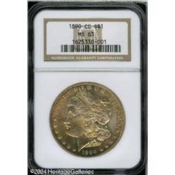 1890-CC S$1 MS63 NGC. Rich orange and steel-gray c 1890-CC S$1 MS63 NGC.